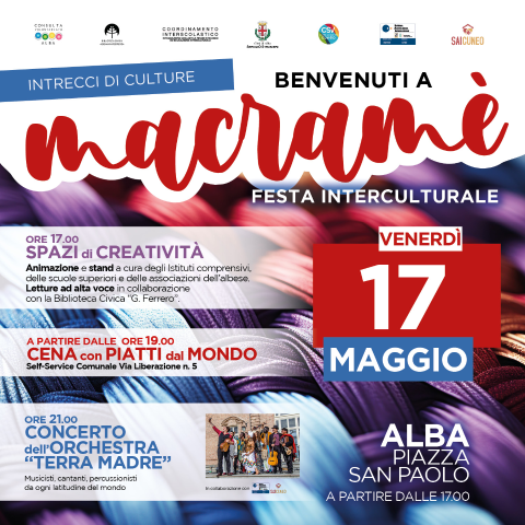 “Macramè – Intrecci di Culture”. 17 maggio, dalle 17 alle 23, in piazza San Paolo ad Alba