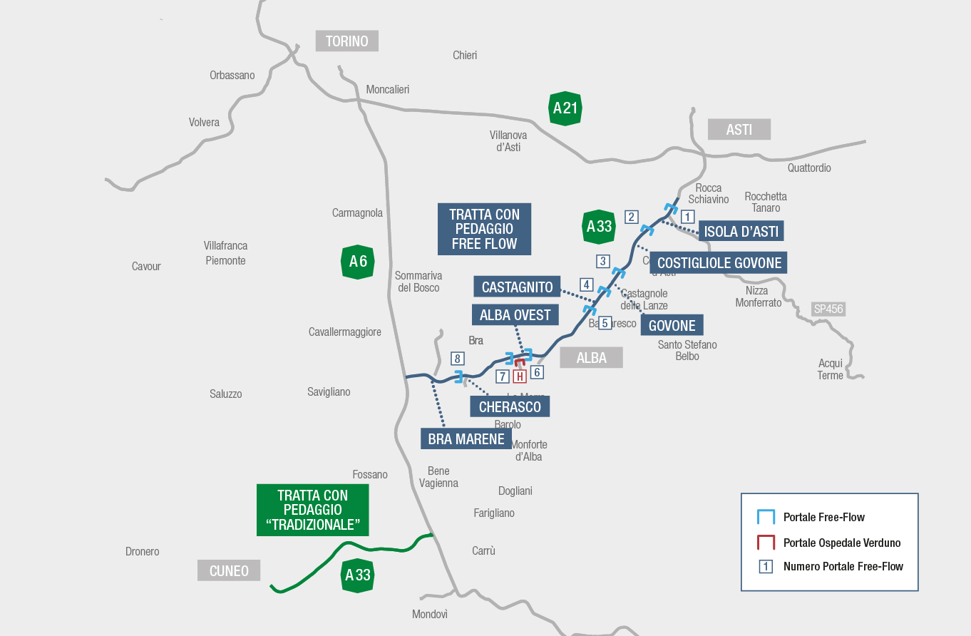 Dal primo settembre entra in funzione il sistema Free Flow per l’autostrada Asti-Cuneo