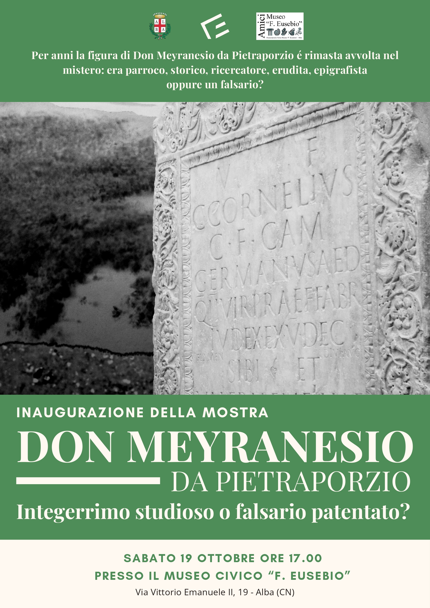 Don Meyranesio da Pietraporzio: integerrimo studioso o... falsario patentato? Inaugurazione della mostra sabato 19 ottobre alle ore 17.