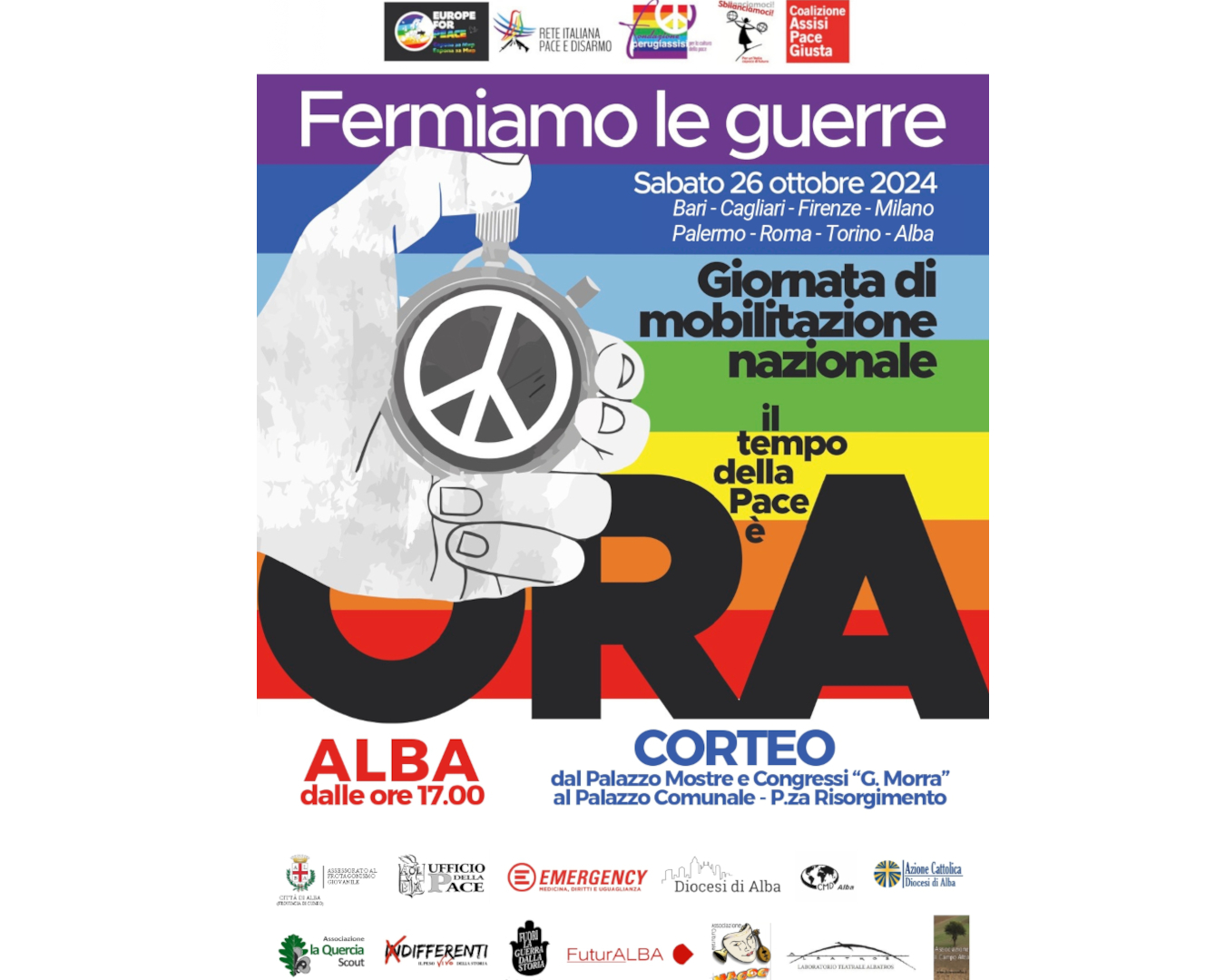 Alba aderisce, sabato 26 ottobre, alla Giornata di mobilitazione nazionale “Il tempo della Pace è ora”