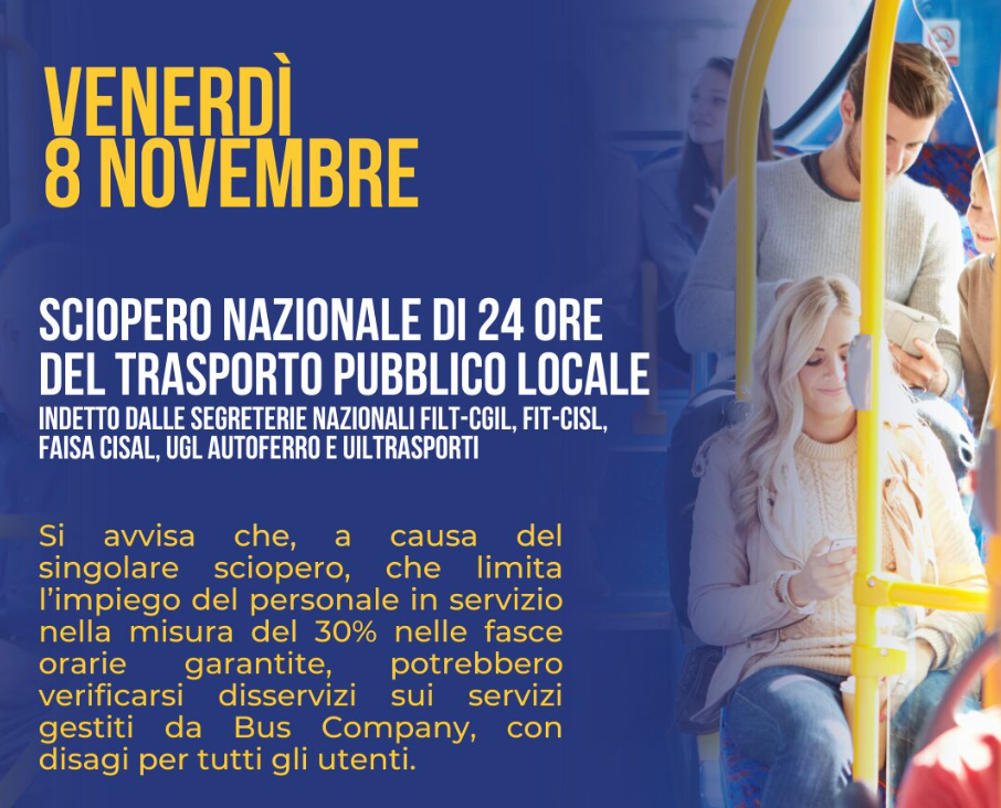 Venerdì 8 novembre: sciopero nazionale del trasporto pubblico  